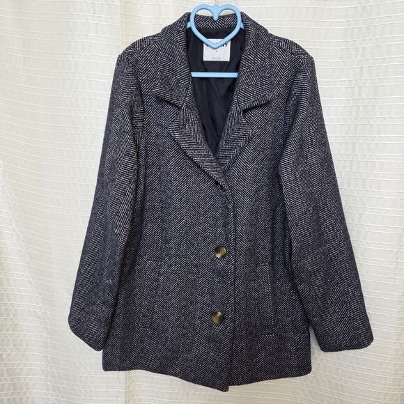 Soft-Brushed Herringbone Car Coat Women’s S Lined Relaxed Old Navy - Picture 11 of 12